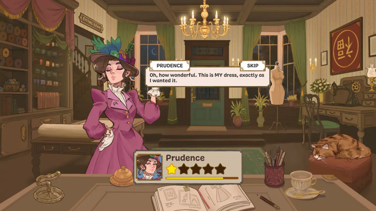 Prudence in the dress shop saying the dress is exactly as she wanted, with her friendship stars below